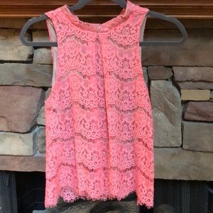 MAKE OFFER!! Pink lace tank